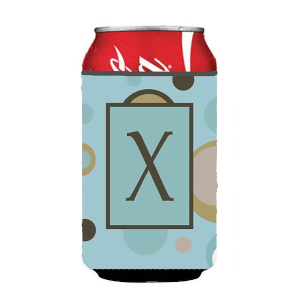 Carolines Treasures Letter x Initial Monogram - Blue Dots Can Or Bottle  Hugger - CJ1013-XCC