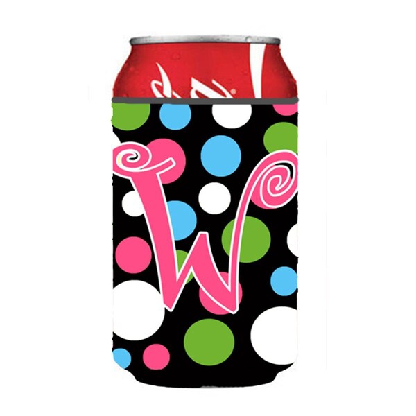 Carolines Treasures Letter W Initial Monogram - Polkadots And Pink Can Or Bottle  Hugger - CJ1038-WCC