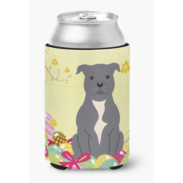 Carolines Treasures Easter Eggs Staffordshire Bull Terrier Blue Can or Bottle Hugger - BB6046CC