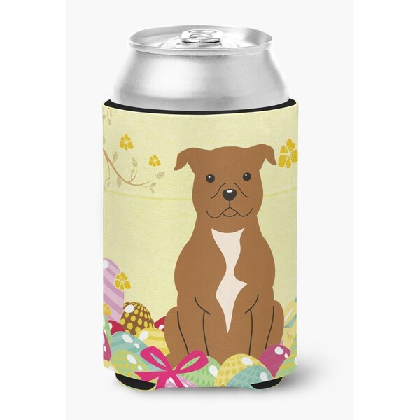 Carolines Treasures Easter Eggs Staffordshire Bull Terrier Brown Can or Bottle Hugger - BB6047CC