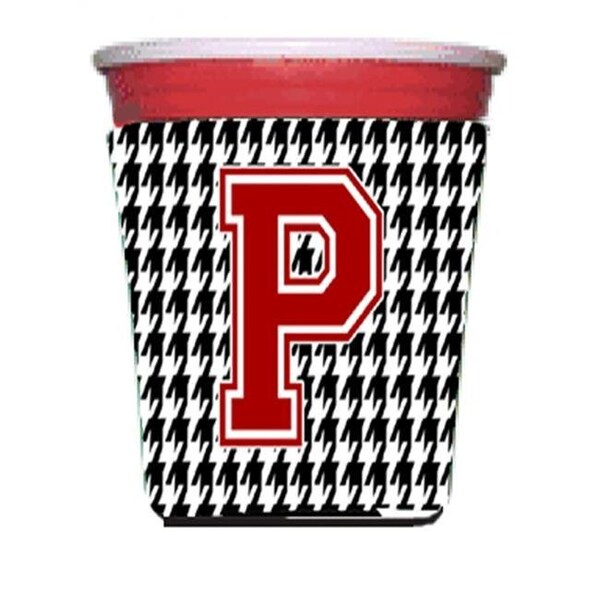 Carolines Treasures Carolines Treasures CJ1021P-RSC Houndstooth Monogram Initial P Red Solo Cup  Hugger - CJ1021P-RSC