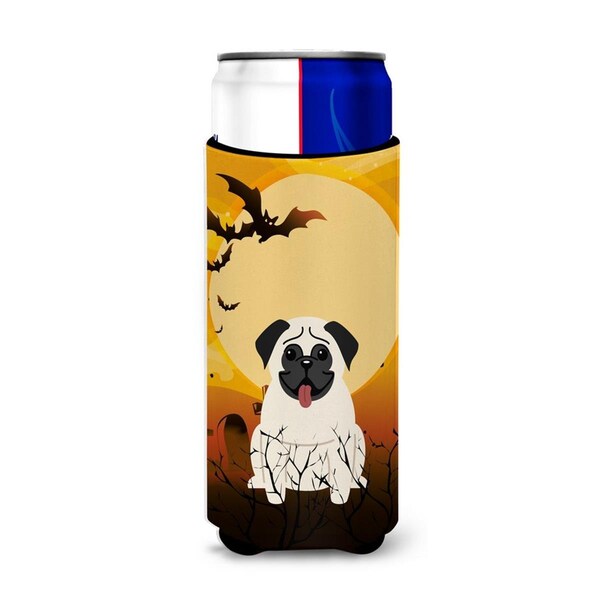 Carolines Treasures Halloween Pug Cream Michelob Ultra Hugger for Slim Cans - BB4270MUK