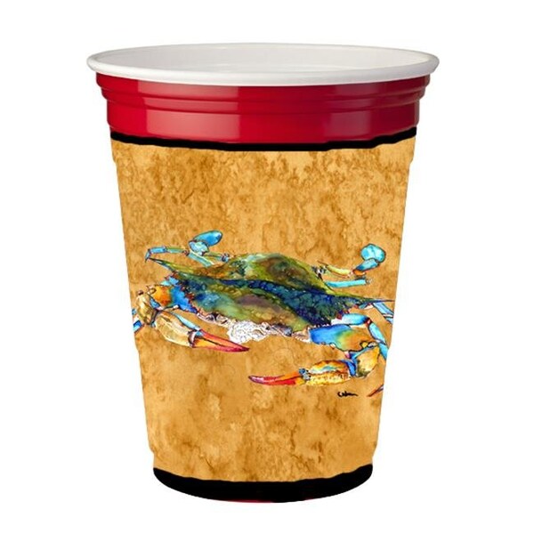 Carolines Treasures Carolines Treasures 8655RSC Crab On Gold Red Solo Cup  Hugger - 8655RSC