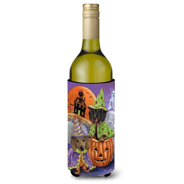 Carolines Treasures 24 oz Dachshund Halloween Haunted House Wine Bottle Hugger - PPP3082LITERK
