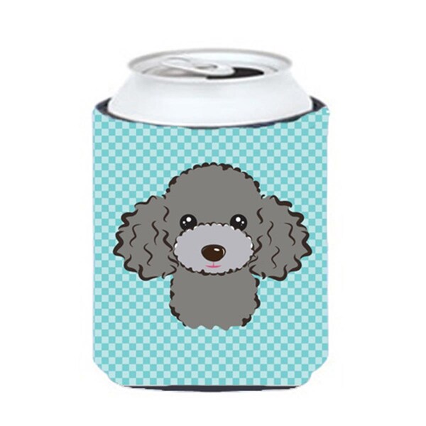 Carolines Treasures Checkerboard Blue Silver Gray Poodle Can Or Bottle Hugger- 12 Oz. - BB1197CC