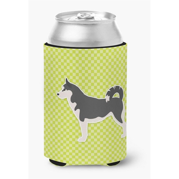 Carolines Treasures Siberian Husky Checkerboard Green Can or Bottle Hugger - BB3880CC