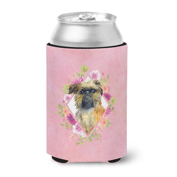 Carolines Treasures Brussels Griffon Pink Flowers Can or Bottle Hugger - CK4123CC