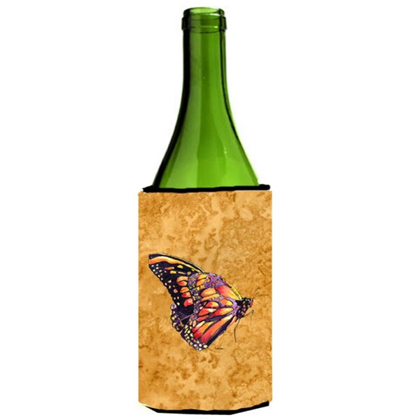Carolines Treasures Butterfly On Gold Wine bottle sleeve Hugger - 24 oz. - 8858LITERK