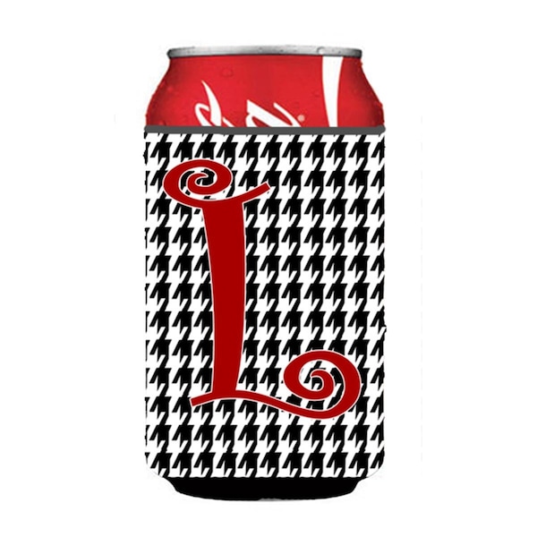 Carolines Treasures Letter L Initial Monogram - Houndstooth Black Can Or Bottle  Hugger - CJ1035-LCC