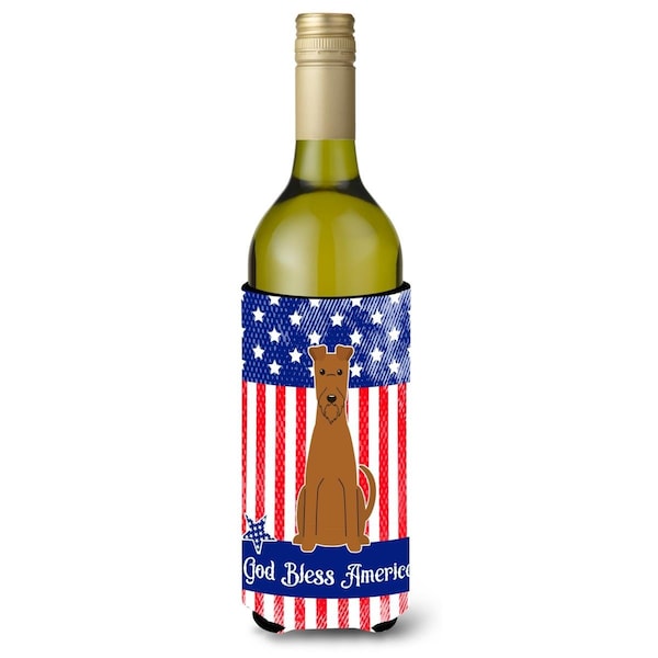 Carolines Treasures Patriotic USA Irish Terrier Wine Bottle Beverge Insulator Hugger - BB3057LITERK
