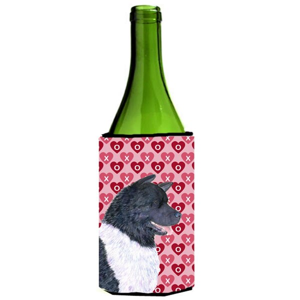 Carolines Treasures Akita Hearts Love And Valentines Day Portrait Wine bottle sleeve Hugger - SS4521LITERK
