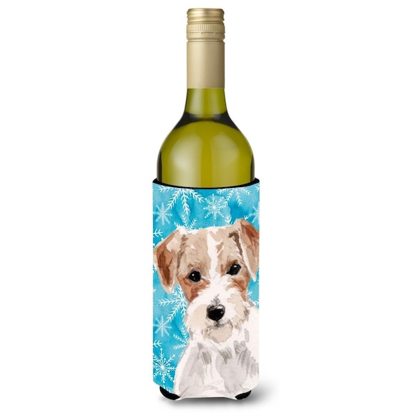 Carolines Treasures Wire Hair Jack Russell Winter Wine Bottle Beverge Insulator Hugger - BB9438LITERK