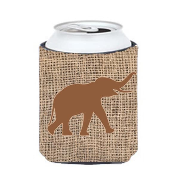 Carolines Treasures Elephant Burlap And Brown Can Or Bottle  Hugger - BB1011-BL-BN-CC