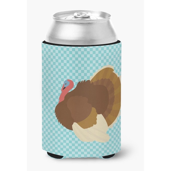 Carolines Treasures French Turkey Dindon Blue Check Can or Bottle Hugger - BB8164CC