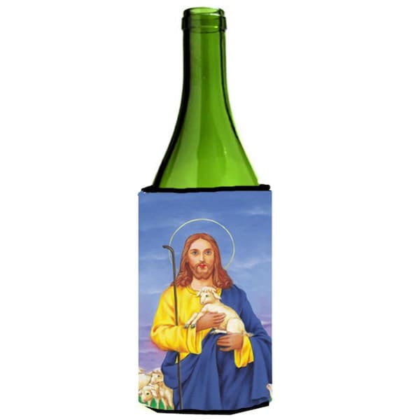 Carolines Treasures Jesus the Good Shepherd Holding a Lamb Wine Bottle Can cooler Hugger - AAH8215LITERK