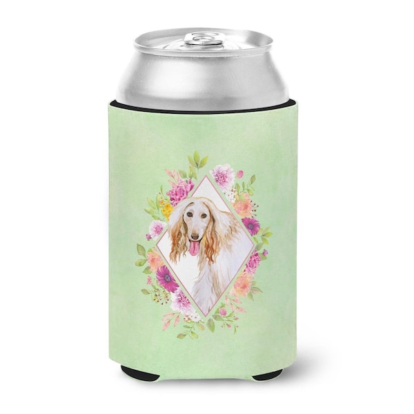 Carolines Treasures Afghan Hound Green Flowers Can or Bottle Hugger - CK4270CC
