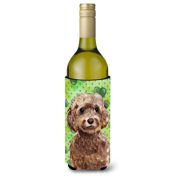 Carolines Treasures Brown Cockapoo St. Patricks Wine Bottle Beverge Insulator Hugger - BB9549LITERK