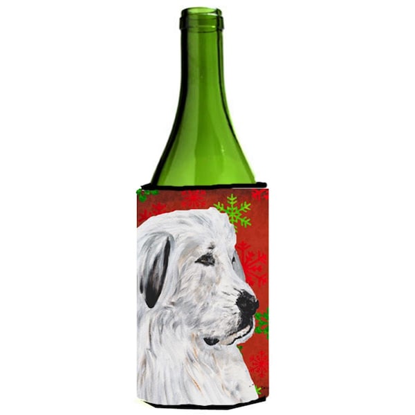 Carolines Treasures Great Pyrenees Red Snowflakes Holiday Wine bottle sleeve Hugger  24 Oz. - SC9762LITERK