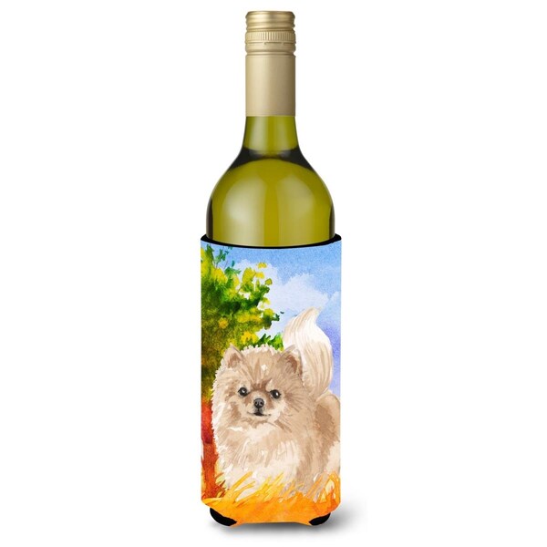 Carolines Treasures Fall Pomeranian Wine Bottle Beverage Insulator Hugger - CK1935LITERK