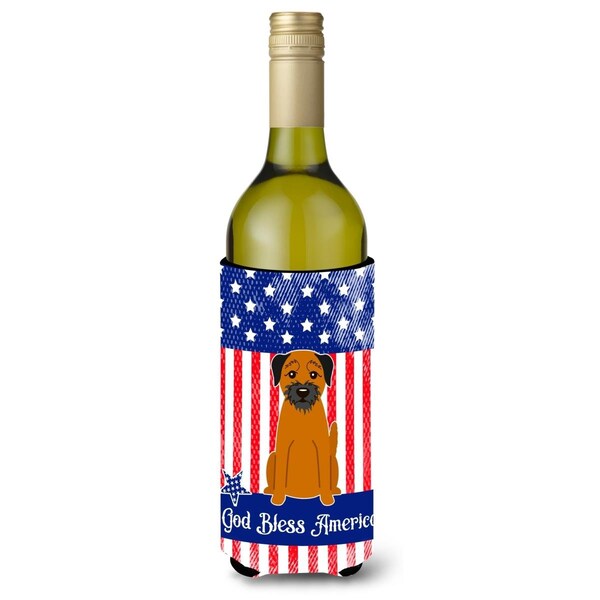 Carolines Treasures Patriotic USA Border Terrier Wine Bottle Beverge Insulator Hugger - BB3034LITERK