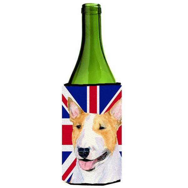 Carolines Treasures Bull Terrier With English Union Jack British Flag Wine bottle sleeve Hugger - 24 Oz. - SS4938LITERK