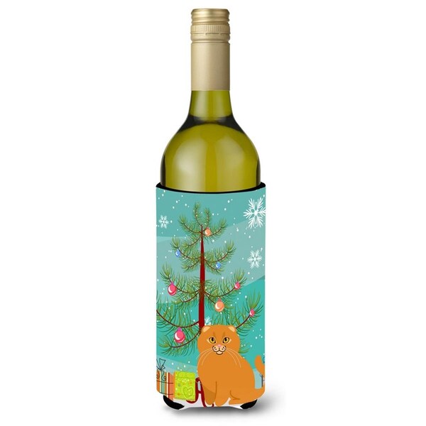 Carolines Treasures Scottish Fold Cat Merry Christmas Tree Wine Bottle Beverge Insulator Hugger - BB4428LITERK