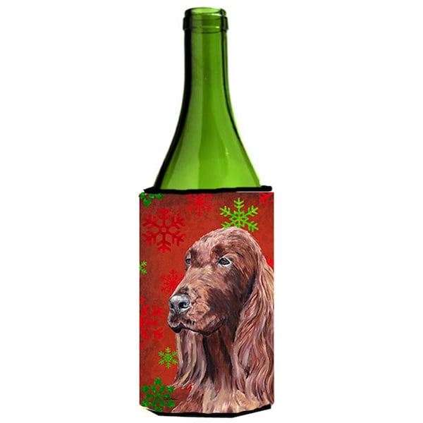 Carolines Treasures Irish Setter Red Snowflake Christmas Wine bottle sleeve Hugger - 24 oz. - SC9580LITERK
