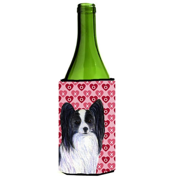 Carolines Treasures Papillon Hearts Love And Valentines Day Portrait Wine bottle sleeve Hugger - SS4505LITERK