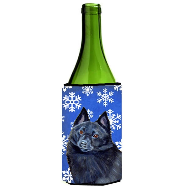 Carolines Treasures Schipperke Winter Snowflakes Holiday Wine bottle sleeve Hugger - 24 oz. - LH9294LITERK