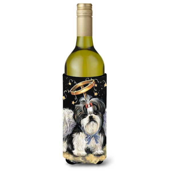 Carolines Treasures 24 oz Shih Tzu Christmas Angel Wine Bottle Hugger - PPP3127LITERK