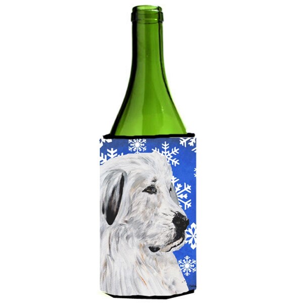 Carolines Treasures Great Pyrenees Winter Snowflakes Wine bottle sleeve Hugger  24 Oz. - SC9786LITERK