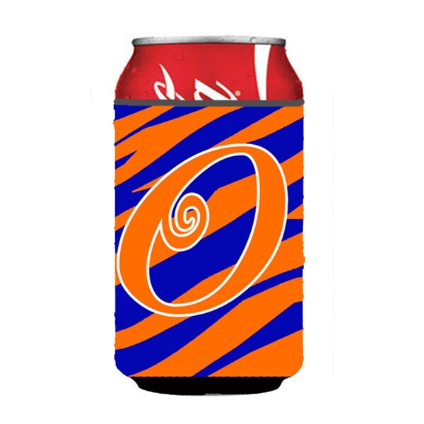 Carolines Treasures Letter O Initial Monogram - Tiger Stripe Blue And Orange Can Or Bottle  Hugger - CJ1036-OCC