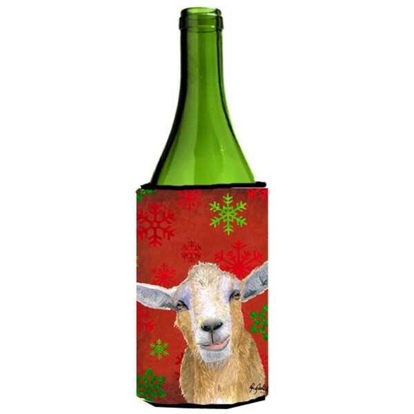 Carolines Treasures Red Snowflakes Goat Christmas Wine bottle sleeve Hugger - 24 oz. - RDR3024LITERK