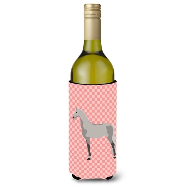 Carolines Treasures Orlov Trotter Horse Pink Check Wine Bottle Beverge Insulator Hugger - BB7908LITERK