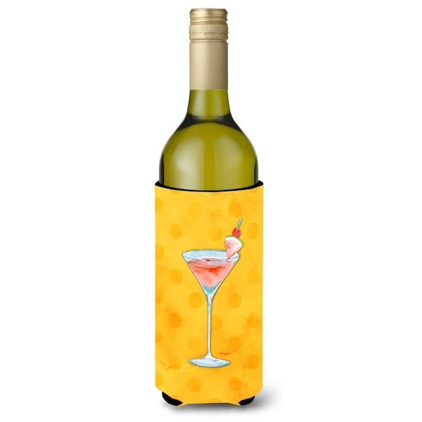 Carolines Treasures Summer Martini Yellow Polkadot Wine Bottle Beverge Insulator Hugger - BB8217LITERK