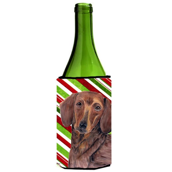 Carolines Treasures Dachshund Candy Cane Holiday Christmas Wine bottle sleeve Hugger - 24 oz. - SC9328LITERK