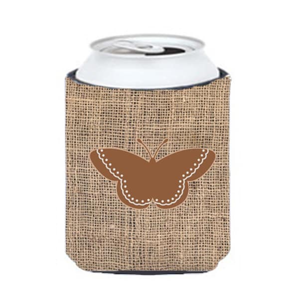 Carolines Treasures Butterfly Burlap And Brown Can Or Bottle  Hugger - BB1032-BL-BN-CC