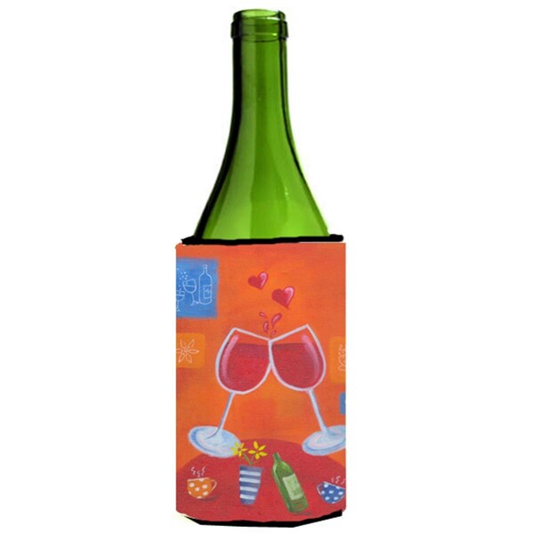 Carolines Treasures Wine Toast Cheers by Sarah Latham Wine Bottle Can cooler Hugger - LSL0171LITERK