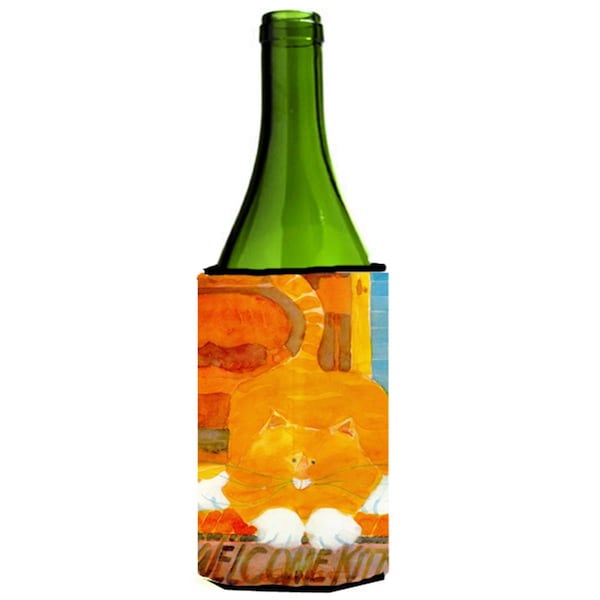 Carolines Treasures Big Orange Cat Welcome Wine Bottle   Hugger - 6010LITERK