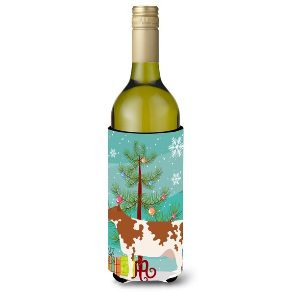 Carolines Treasures Ayrshire Cow Christmas Wine Bottle Beverge Insulator Hugger - BB9194LITERK