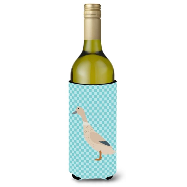 Carolines Treasures West Harlequin Duck Blue Check Wine Bottle Beverge Insulator Hugger - BB8032LITERK
