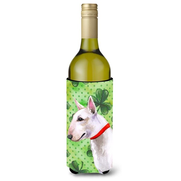 Carolines Treasures Bull Terrier St. Patricks Wine Bottle Beverge Insulator Hugger - BB9867LITERK
