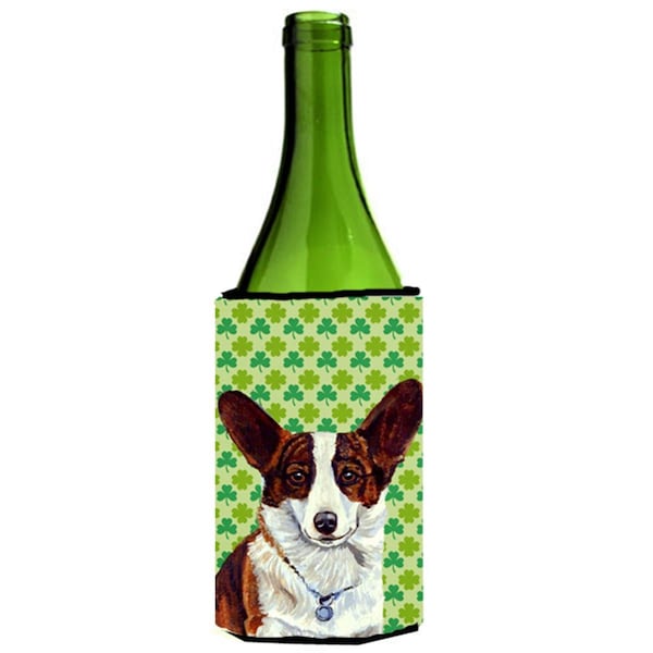 Carolines Treasures Corgi St. Patricks Day Shamrock Portrait Wine bottle sleeve Hugger 24 oz. - LH9198LITERK