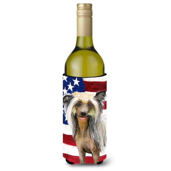 Carolines Treasures Chinese Crested Patriotic Wine Bottle Beverge Insulator Hugger - BB9659LITERK