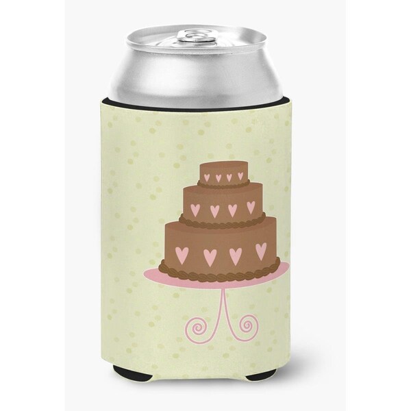 Carolines Treasures Heart Chocolate Cake on Green Can or Bottle Hugger - BB7303CC