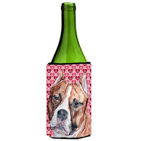 Carolines Treasures Staffordshire Bull Terrier Staffie Hearts And Love Wine bottle sleeve Hugger  24 Oz. - SC9704LITERK