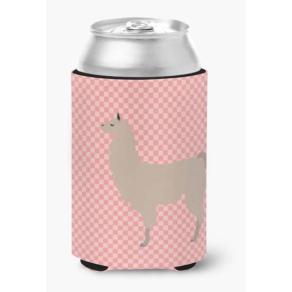 Carolines Treasures Llama Pink Check Can or Bottle Hugger - BB7916CC