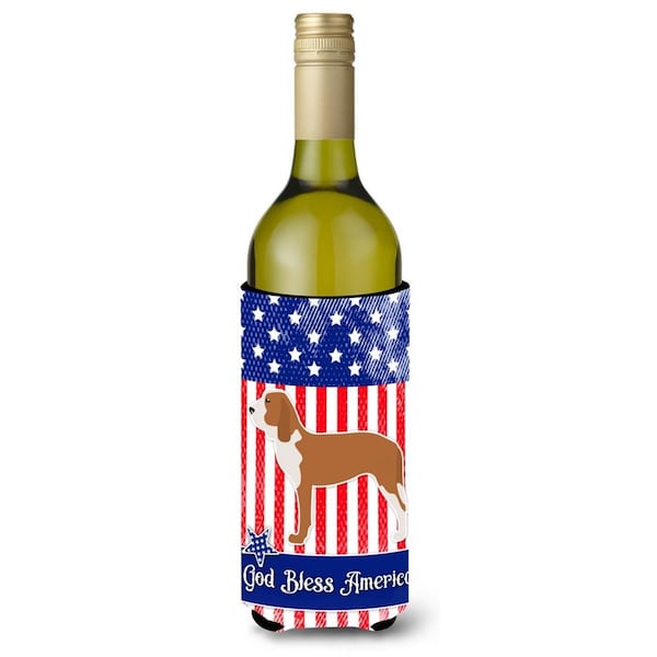 Carolines Treasures USA Patriotic Spanish Hound Wine Bottle Beverge Insulator Hugger - BB3291LITERK