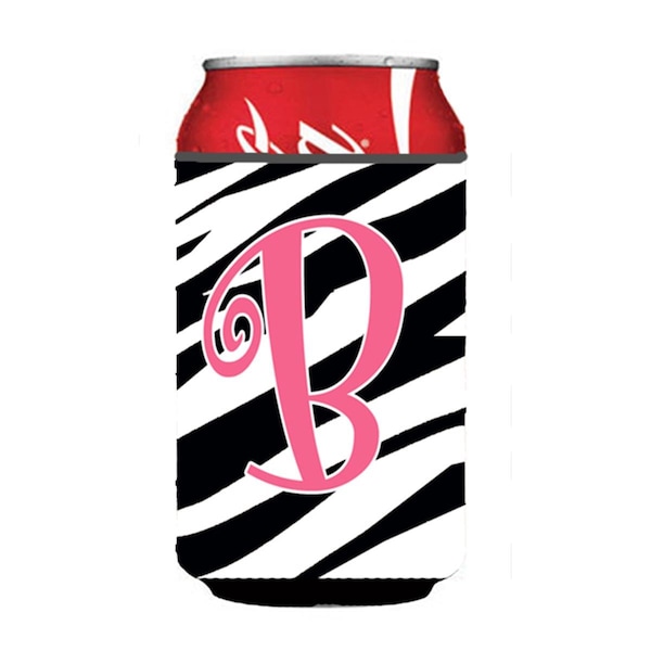Carolines Treasures Letter B Initial Monogram - Zebra Stripe And Pink Can Or Bottle  Hugger - CJ1037-BCC