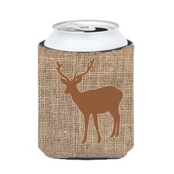 Carolines Treasures Deer Burlap And Brown Can Or Bottle  Hugger - BB1012-BL-BN-CC